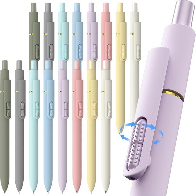 inkipen- 16 Pack Pens, Gel pens Black Ink, Fine Point(0.5mm),Quick-Drying Smooth Writing,School and Office Supplies （Morandi）