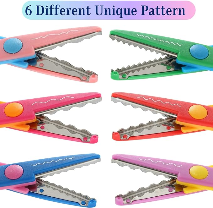 Mr. Pen- Craft Scissors Decorative Edge, 6 Pack, Bright Zig Zag Scissors | for Crafting, Scrapbooking, Fancy Pattern Design