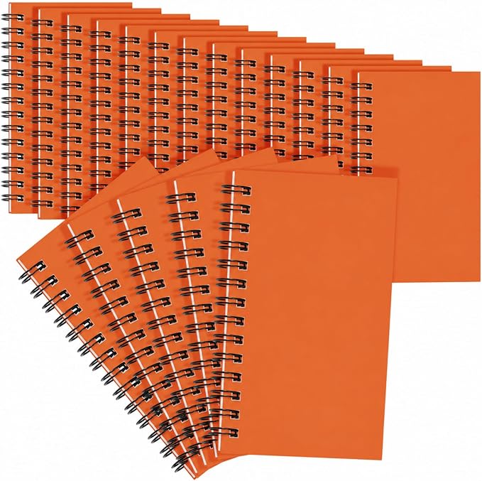 Jutom 18 Pcs Small Spiral Notebooks Memo Pads 3x5 Bulk Small Pocket Notepads Back to School Supplies Mini Notebook with Lined Mini Journals for Office & Work, 120 Pages (Orange)