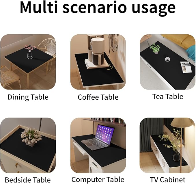 Faux Leather Table Cover,1.8mm Thick,35.4x70.9 Inch Table Protector,Table Protector for Dining Room Table,Table Cover Protector,Dining Room Table Protector Pad(Black+Gray,35.4x70.9)