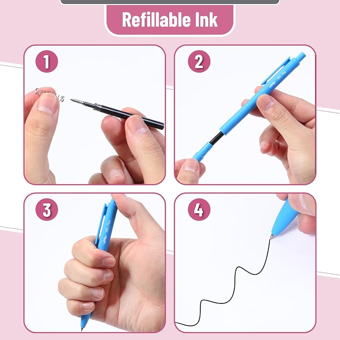 Mr. Pen- Retractable Gel Pens, 12 Pack, Black Ink, Sky Blue Barrel | Fine Point 0.5mm, Fast Dry, Smooth Writing, Cute Pens for Drawing, Writing Planner and School Supplies