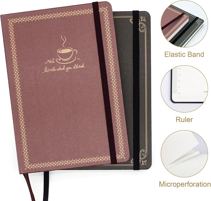 WETLOTE European Vintage Pattern Notebook - Made of sustainable and excellent quality paper,gold fabric and simple patterns, suitable for office, school and many other occasions(Black+Red/B6)