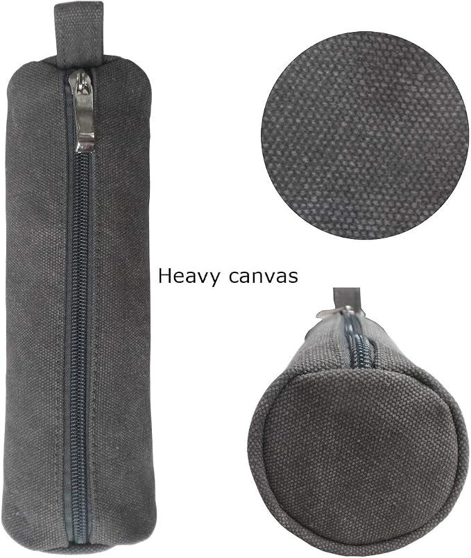 Heavy Canvas Stationery Stylish Simple Pencil Bag and Durable Compact Zipper Pencil Case Pouch 1 Pack Gray