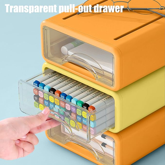 Desk Organizer with Drawers, Stackable Storage Drawers with Compartments Desktop Organization for Office Supplies, Makeup, Pencils, Tape, Erasers, Paperclips, Chargers (5pack)