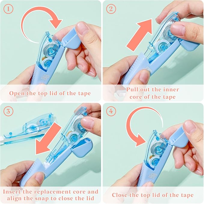 Temiary 3 Pcs Correction Tapes with 3 Pcs Refills, White Wrong Out Tape