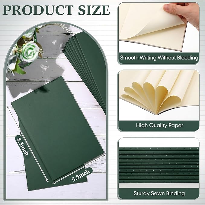 Mimorou 100 Pcs Journals Notebooks Bulk - Kraft Softcover A5 Small Notebooks 5.5 Inch x 8.3 Inch Notepads with 60 Page 30 Sheet for Writing Sketch Travel Office Supplies (Green,Unlined)