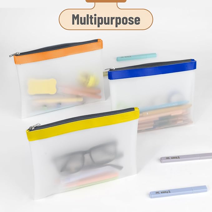 Mr. Pen- Clear Pencil Pouch, 9" x 6.88", 3 Pack, Durable TPU Material | Large Water-Resistant Pencil Bags with Smooth Zipper, Multipurpose Clear Pouch for Stationery, School, Office