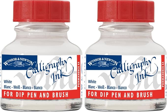 Winsor & Newton 1110702 Calligraphy Ink 30ml Bottle-White (Pack of 2)