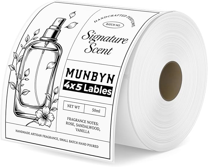 MUNBYN 4x5 Thermal Labels, 500 Sheets/1 Roll, White | Strong Adhesive & Perforated, Non BPA&BPS for Shipping, Postage, Bakery, Price Tag