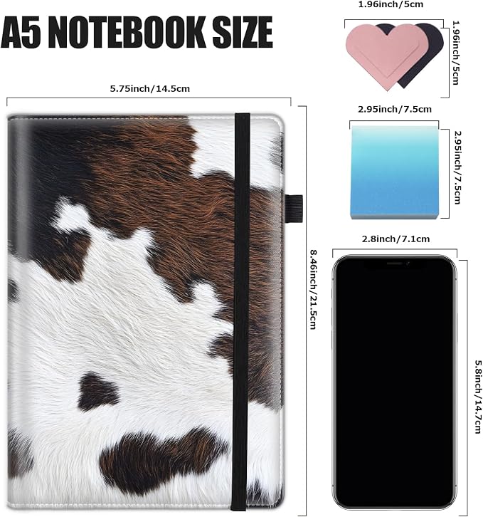Hardcover Executive Notebooks, A5 PU Leather Lined Journal Notebook, 200 Pages Thick Paper Subject Notebooks for School,Work,Home Writing Business Notebook, Diary Book ，Brown Cowhide Texture