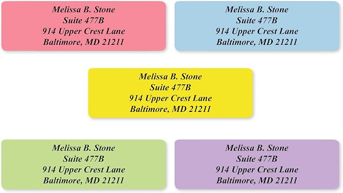 Pastel Rainbow Personalized Return Address Labels Without Dispenser - Roll of 500 Custom Labels