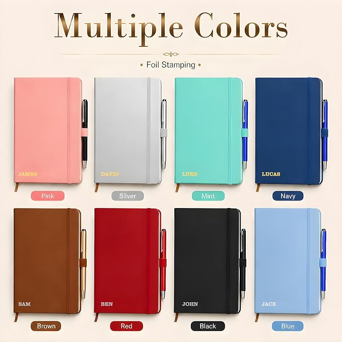 Personalized Notebook and Pen Set | A5, 200 Pages, Lined, Custom Photo, Color Printing, Leather Journal Diary Business Gifts