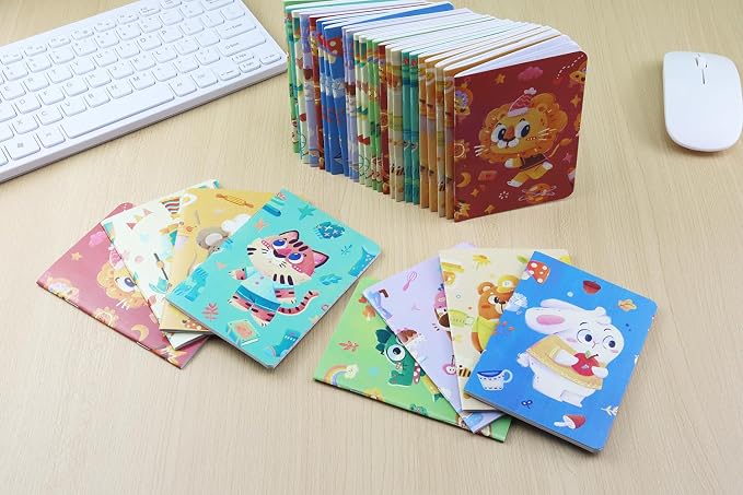 24pcs Mini Notebooks,3.5" x 5" Pocket Notepads,Small Journal for School Office Home Travel Gift Supplies(Animal)