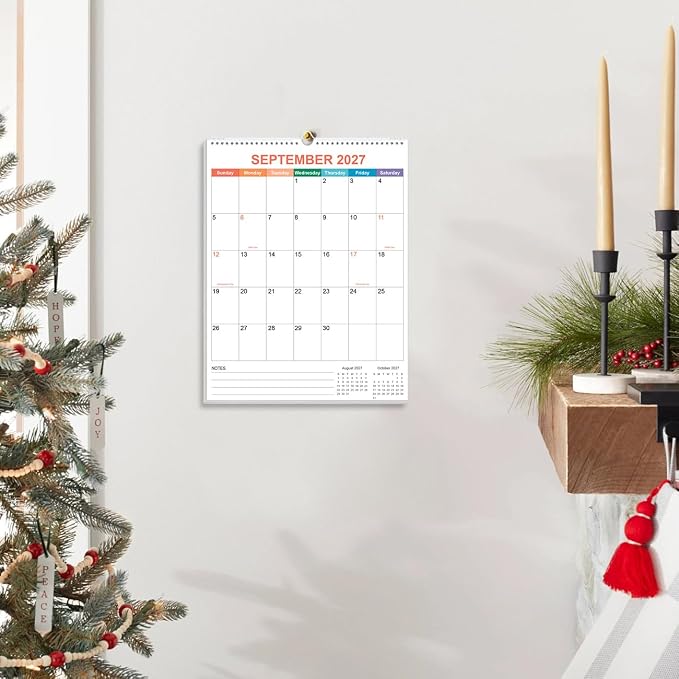 2026-2027 Calendar - Wall Calendar 2026-2027 from July 2026 - December 2027, 18 Months Calendar with Twin-Wire Binding & Hanging Hook, 8.5" x 11", Vertical Calendar, Colorful