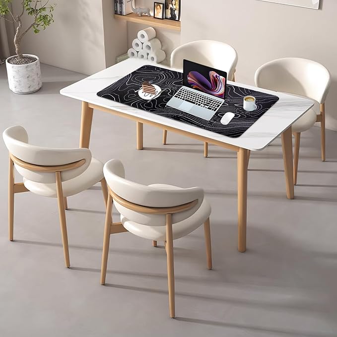 Desk Mat, Desk Pad Dual Leather Sided Desktop Mat for Office and Home,Desk Organization and Accessories - Ideal for Large Mouse Pad and Desk Mats on Top of Desks (Topographic 31.5"x 15.7")