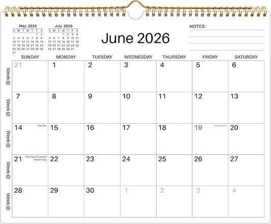 Wall Calendar 2026-2027 - June 2026 - December 2027, 19 Monthly Calendar 2026-2027, 14.6" x 11.42", with Large Daily Blocks, Thick Paper, Holidays, Week's Numbers＆ Notes, Minimalist Design