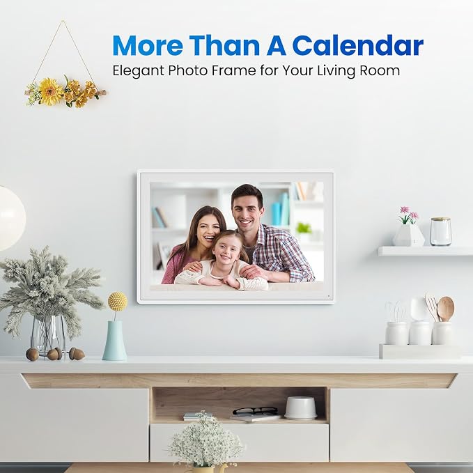 16" Smart Digital Calendar, Wall Desk Mount Planner with Google iCloud Sync, Touchscreen Family Organizer for Chore Chart, Meal Planning & Task Rewards（White）