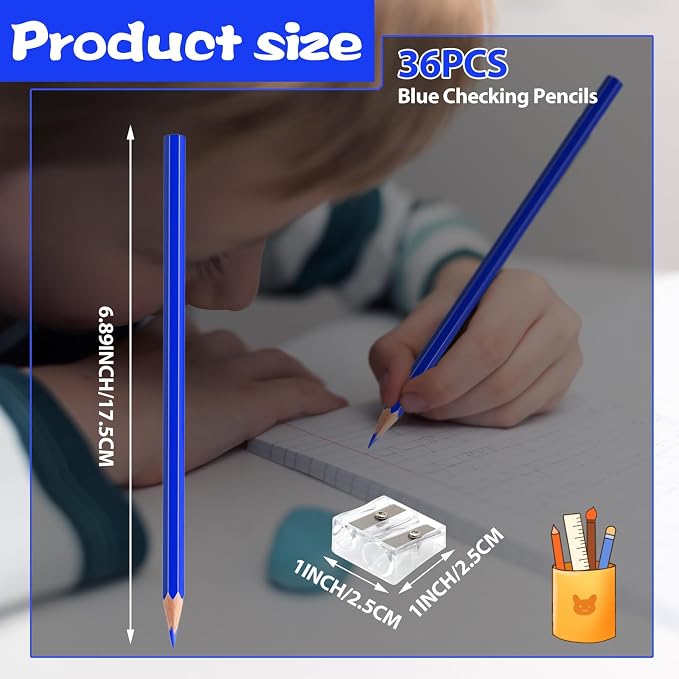 36 Pack Blue Colored Pencils for Kids, Pre-sharpened Art Pencils Back to School Supplies Set, Drawing Sketching Pencils for Students, Teachers, Classroom