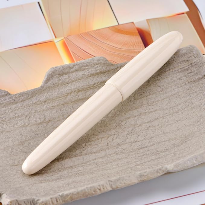 Asvine C80 Fountain Pen #8 Stub 1.1mm Nib Large Handcraft Pen with Converter Pen Box Collection Set (Ivory)