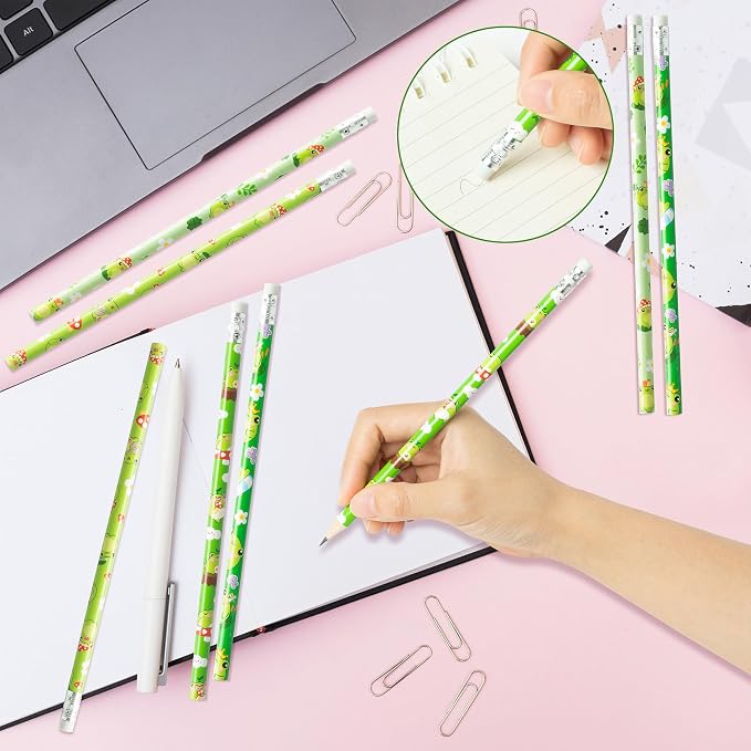 Xqumoi 60Pcs Frog Pencils with Eraser - Summer Frog #2 HB Pencils, Back to School Classroom Student Rewards, Back to School Office Supplies, Party Goodie Bag Fillers Stuffers, Birthday Party Favors
