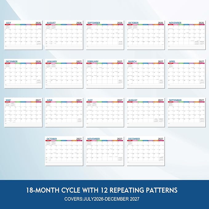 Comix 2026-2027 Wall Calendar, 18 Month Planner for Home Office Classroom | 120GSM Thick Paper, Large Lined Blocks, Ink Bleed Resistant, Reinforced Hanger, for Home Office Classroom Family Planning