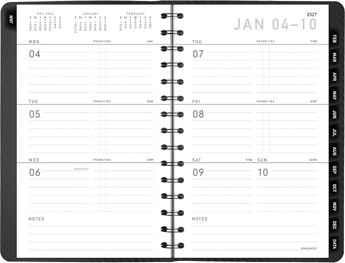 AT-A-GLANCE 2027 Planner, Weekly & Monthly, 5" x 8", Contemporary, Charcoal (70100X4527)