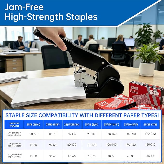 Heavy Duty Stapler, Industrial Grade, 240 Page Capacity, Ergonomic, Effortless, Extra Large Desktop Stapler, Suitable for Offices and classrooms, Anti-Jamming Metal Construction, Includes Staples.