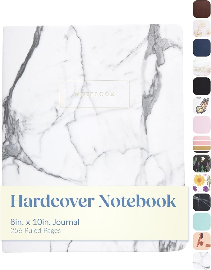 WORLD TRAVELER Large Lined Journal Notebook 256 Ruled White & Ivory Pages | Lay-Flat Binding, Gilded Page Edges Resist Wear, Reinforced Square Corners, Bleed-Resistant Smooth Paper