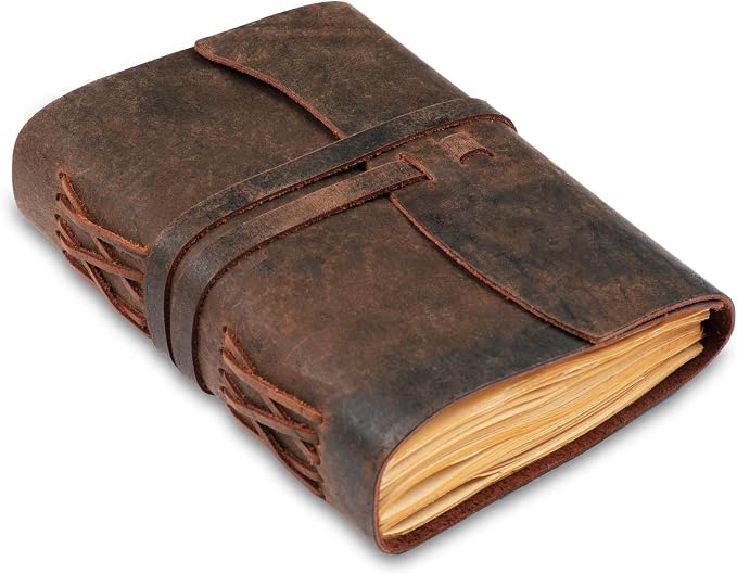 LEATHER VILLAGE Leather Bound Journal - Dark Brown, 8"X6", 220 Pages - Vintage Blank Paper Diary for Writing, Drawing, Sketchbook, and Travel Notebook - Ideal for Women and Men