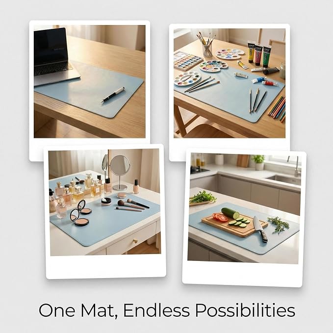 Dual-Sided Desk Pad for Office and Home - Desk Organization and Accessories - Ideal for Mouse Pad and Desk Mats on Top of Desks(Blue,20.88'' x 22.85'')
