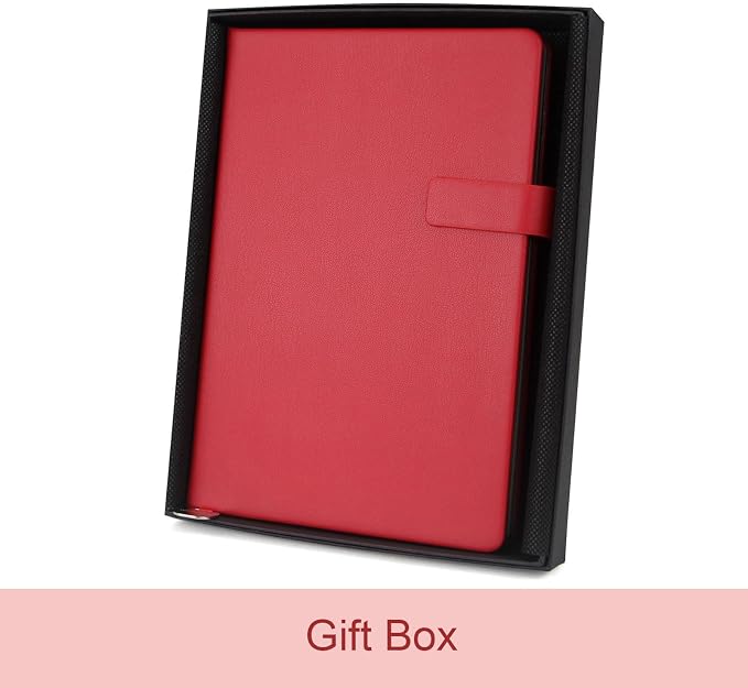 A5 Soft Cover Lined Notebook, Pen Holder & Gold Edges, 180° Lay Flat Journal, Large 5.7 x 8.4 in, Bookmark & Gift Box, Business Notebook for Work, Study, Travel(Red)