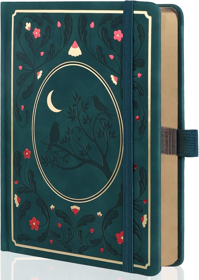 TIEFOSSI Dot Notebooks, A5 Hardcover Dot Journals for Writing Women, 160gsm Thick Paper, 190 Numbered Pages, for Planner Organization | 160gsm 190 Numbered Pages Diary, Aesthetic Leather Bird Pattern for Journaling Organization,Planning, Tracking & Ske...