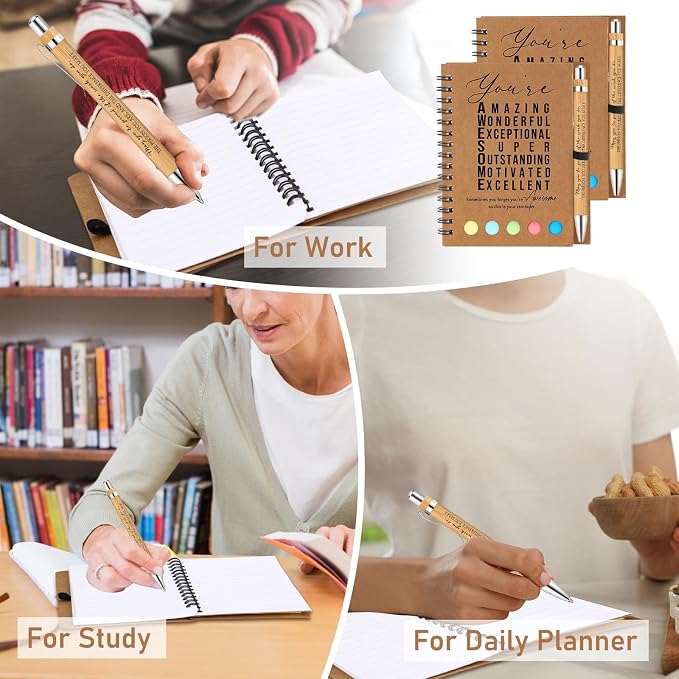 Jetec 25 Sets Inspirational Notebook Bulk Back to School Gifts Motivational Notebook with Pen and Sticky Notepad Employee Appreciation Gift for Teacher Student Coworker School Office (Amazing)