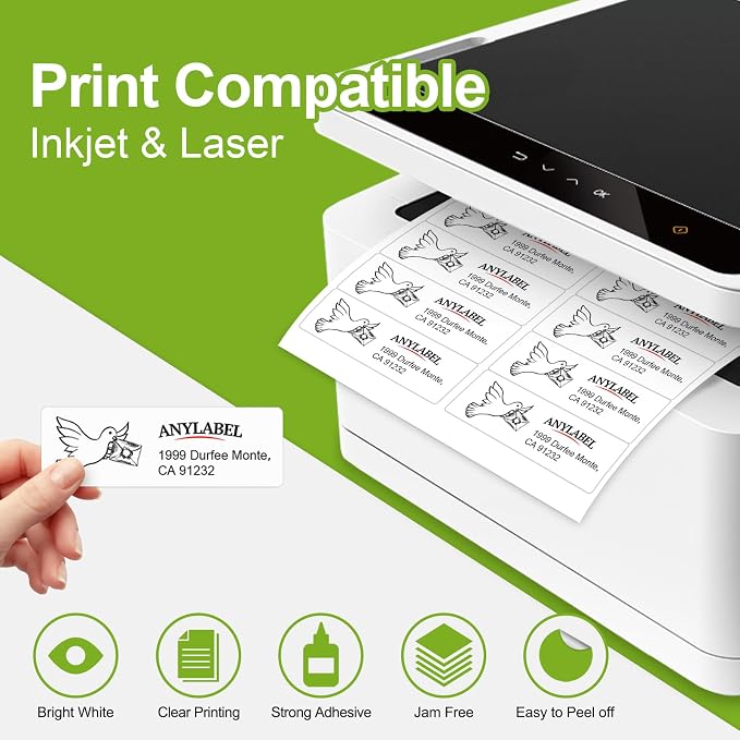 1400 Labels 100 Sheets 4" x1-1/3 14 up Mailing Sticker Paper for Laser & Inkjet Printer, 14 Per Page Address Labels for Packages Adhesive, 4” x 1.33" Printable Label