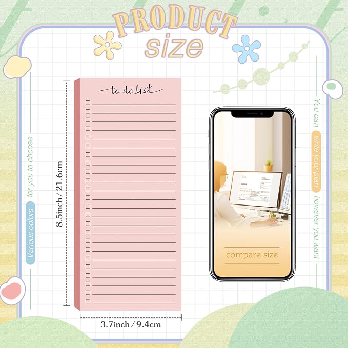 Censen 10 Pack 500 Sheets to Do List Notes Daily Checklist Notepad with 50 Sheets Undated Memo Pad Color Block Shopping List Weekly Plan Notepad Organizer Planners(Light Morandi,Lined)