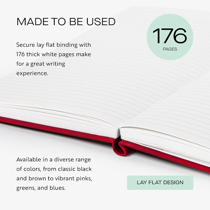Oriole Vegan Leather Ruled Notebook - Cherry Red | 176 Pages of Thick Lined Paper | Soft Touch Hardcover Journal (5 x 8 in) with Gold Foil Bird Design & Luxury Gift Box
