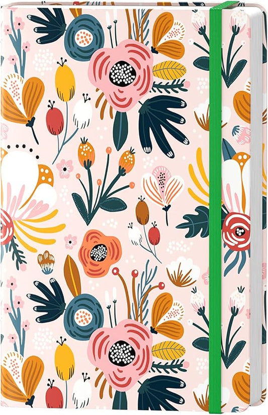 Lined Journal Notebook, Hardcover Journal for Women, Medium 5.7 x 8.4 in, 160 Pages Thick Paper, Cute Aesthetic Floral A5 Ruled Notebook for Writing Journaling Work School Office, Pink Flowers