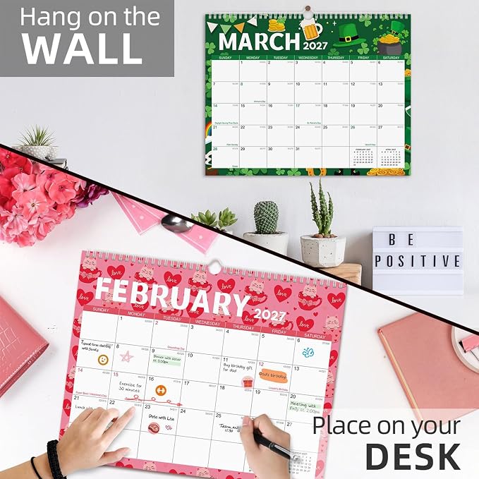 Comix 2026-2027 Wall Calendar, 18 Months Jul 2026 - Dec 2027 Monthly Planner, 120 GSM Thick Paper Lined Blocks, Hanging Calendar for Home Office Classroom, 14 x 11 Inch