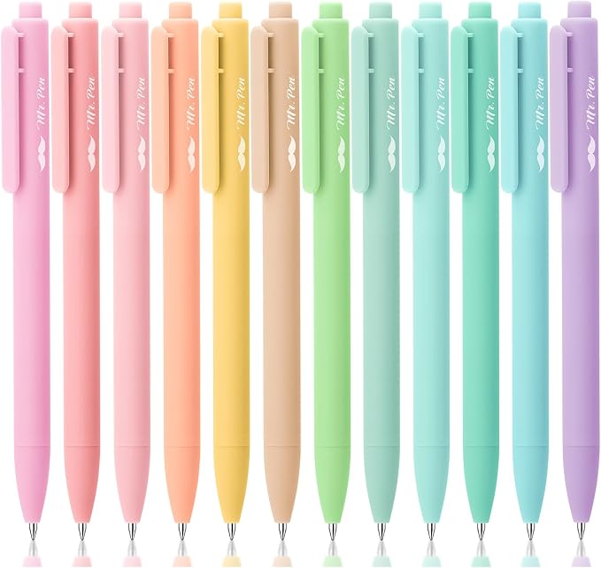 Mr. Pen- Retractable Gel Pens, 12 Pack, Assorted Color Ink | Fine Point 0.5mm, Fast Dry, Smooth Writing, Cute Pens for Drawing, Writing Planner and School Supplies