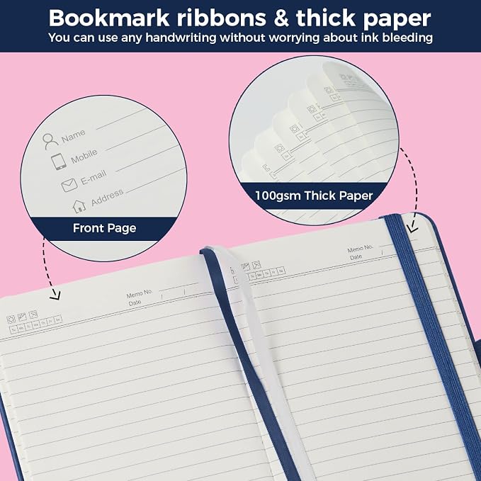 NIRMIRO (3 Pack) Small Journal Pocket Notebook with Pen, A6 (3.7" x 5.7"), for Men Women Work, Writing, Travel, Business