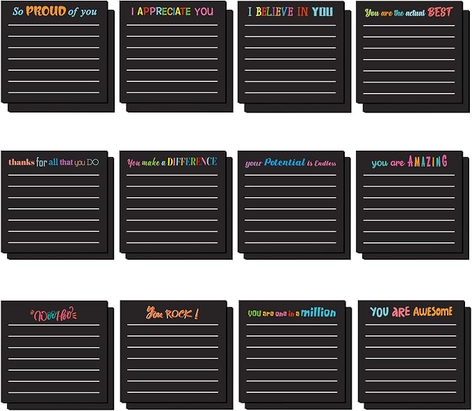 Yinder 24 Pcs Sticky Notes Gifts Bulk,Appreciation,Black
