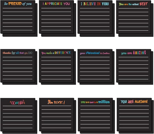 Yinder 24 Pcs Sticky Notes Gifts Bulk,Appreciation,Black