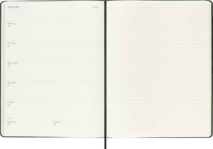 Moleskine Classic 18 Month 2026-2027 Weekly Planner, Hard Cover, XL (7.5" x 10"), Black, 208 pages