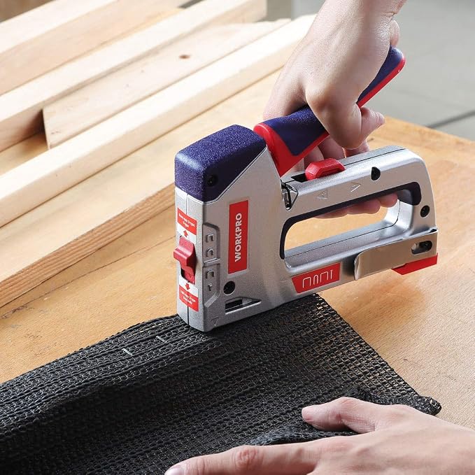 WORKPRO Heavy-Duty 4-in-1 Staple Gun Kit | Manual Brad Nailer, 3000 Staples & 1000 Brad Nails Included, For Upholstery, Material Repair, Decoration