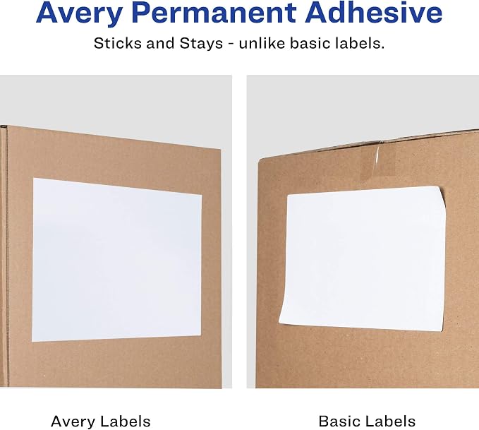 Avery Half-Sheet Printable Shipping Labels, 5.5" x 8.5" Customizable Stickers, White, 200 Blank Mailing Labels, Great for Mailing, Shipping, Organizing, and More (8426)