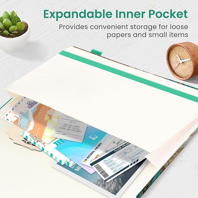 Taja Pretty Lined Journal for Women, Aesthetic Cute Hardcover Leather Journal for Writing, A5 College Ruled Notebook for Work & Note Taking, Perfect for Office School Home, 160 Pages, Emerald Shores