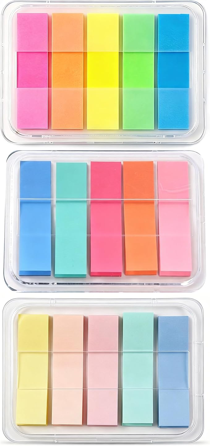 300Pcs Aesthetic Sticky Tabs for Annotating Books, Colorful Transparent Page Markers & Flags, Clear Index Note Stickers for Bible, Notebooks & Reading, Small Mini Pop Up Tab Set