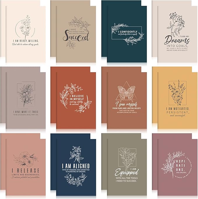 Tatuo 24 Pcs Positive Affirmation Notebooks for Women Inspirational Notebook Small Motivational Encouragement Notepads Daily Affirmations Journal for End of Year Students Teacher Coworker Self Care