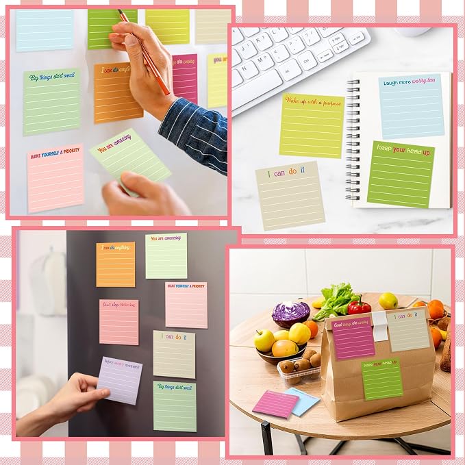Yinder 24 Pcs Sticky Notes Gifts Bulk,Inspire,Macaron