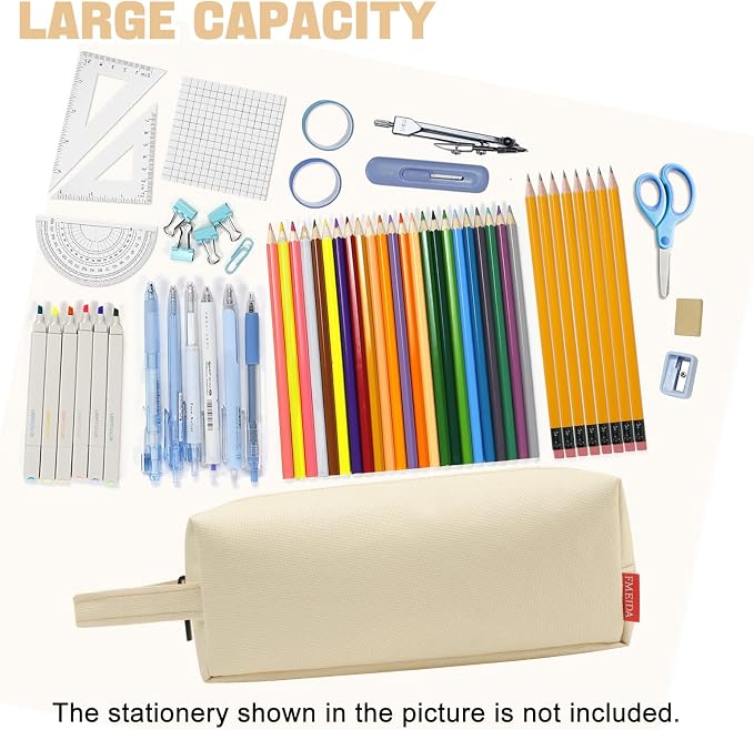 Fmeida Pencil Case Aesthetic Pencil Bag Big Capacity Pencil Pouch Portable Pen Case Office Stationery Makeup Bag Desk Organizer for College Adults Women Men